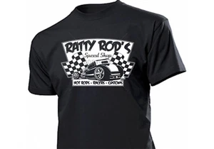 Ratty Rods Speed Shop T-Shirt Rat Rod Rockabilly Kustom Car V8 Big Block Hot Rod - Picture 1 of 1