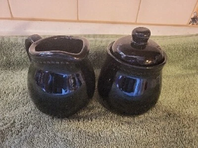 Black Porcelain Creamer & Sugar Bowl Set by 10 Strawberry Street  - Image 1 of 4