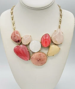 Chico's Madame Rose Stone Quartz Sand Bib Bib Necklace NWOT - Picture 1 of 4