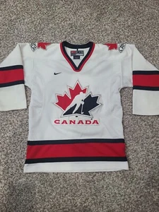 VTG Nike Team Canada IIHF 2002 Olympics Stitched White Blank Jersey Men's sz XL - Picture 1 of 3