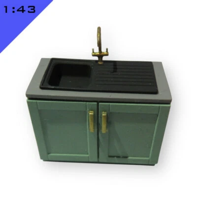 3D PRINTING CORNER 1 x SINK UNIT 1:43, O Model Miniature Interior Kitchen Scenery Layout Diorama