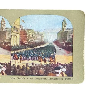 Antique Stereoscope Card New York Crack Regiment Inauguration Photograph Photo - Picture 1 of 3