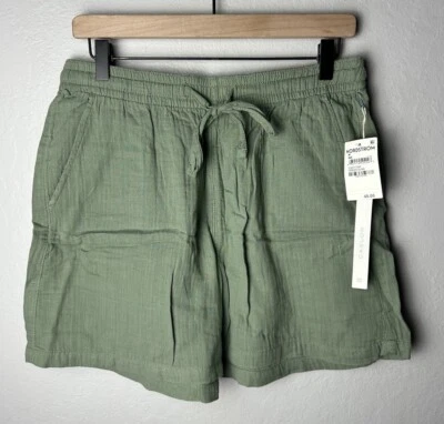 NWT Caslon Front Pocket Tie Waist Shorts Green Gauze Lightweight Cotton Medium - Image 1 of 4