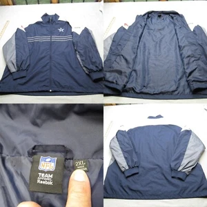 Dallas Cowboys Jacket Mens 2XL Reebok NFL Navy Pockets Full Zip Windbreaker Rain - Picture 1 of 15
