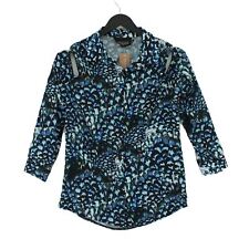JESSICA K Women's Top UK 8 Blue Floral 100% Other Long Sleeve Basic