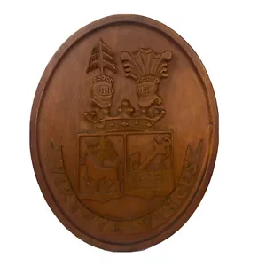 Vintage Familienwappen Holzschild Virtute Vinces Code Of Arms - Bild 1 von 10