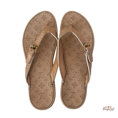 Auténticas sandalias Louis Vuitton rosa/beige con monograma de goma en relieve 40/10 Foto 1 de 4