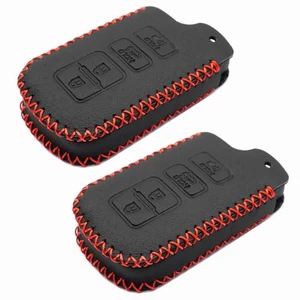 2Pcs Black Leather For Toyota Avalon RAV4 Camry Corolla 4 Buttons Key Fob Bag - Picture 1 of 4