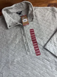 Eddie Bauer Quilted Pullover Sweatshirt Women XL Gray Snaps Kangaroo Pocket NEW - Picture 1 of 9