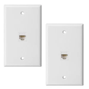 2-Pack 1-Port Ethernet Wall Plate,  Jack Wall Plate with RJ45  Female to1156 - Afbeelding 1 van 6