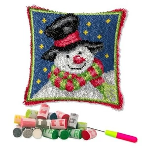 Latch Hook Kits for DIY Throw Pillow Cover,Snowman Needlework Cushion Cover - Picture 1 of 7