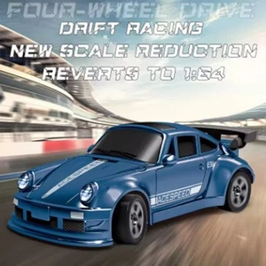 FQD23 1/64 Blue Desktop Drift Car 2.4G 4WD Remote Control Indoor Electric Racing - Picture 1 of 18