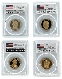 2009 S Presidential Dollar 4 Coin Set PCGS PR70 DCAM- Made In USA Holder - Picture 1 of 2