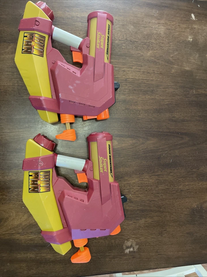 Pistola de chorro de agua Super Soaker Marvel Iron Man 2 2009 (probada) lote de 2 Foto 1 de 4