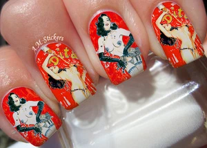 Cabaret Woman Nail Art Stickers Transfers Decals Set of 22 - A1035 - Picture 1 of 1