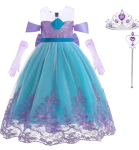Mermaid Princess Dress Little Girls Kids Costume Dress up with Accessories - Picture 1 of 4