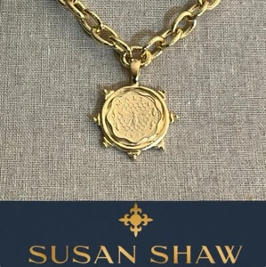 Susan Shaw Necklace Gold Malta 1976 Necklace Coin Chain 24k TPG - Picture 1 of 11