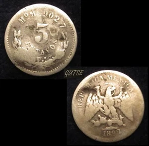 *GUTSE* MEXICO, 5 CENTAVOS 1892 L, KM# 398, PLATA. - Picture 1 of 1
