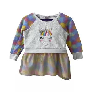 Felpa bambina taglia 2T Nannette bambino bianca e multicolore unicorno ricamato - Foto 1 di 5