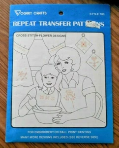 NEW Vntg Vogart Crafts Repeat Transfer Pattern #780 Cross Stitch Flower Designs - Picture 1 of 2