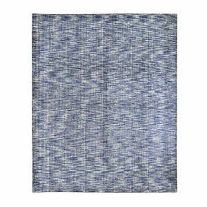 Diseño de valla de 8'2"x10' - Alfombra telada a mano tono sobre tono lana azul y seda artística R59534 - Imagen 1 de 12
