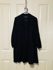 DECJUBA Black Bohemian Long Sleeve Dress Womens Size 10 - Picture 1 of 13