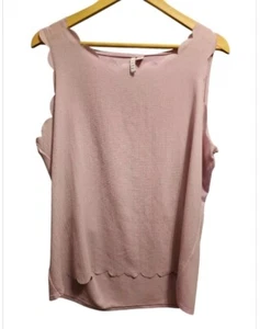 NWT Elle lavender scallop cami sleeveless shift blouse sz L - Picture 1 of 5