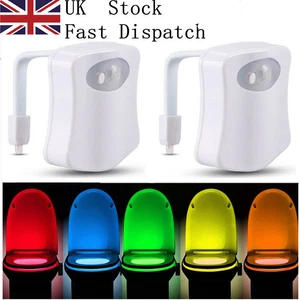 LED Toilet Bathroom Night Light PIR Motion Activated Seat Sensor 8Color Changing - Picture 1 of 8
