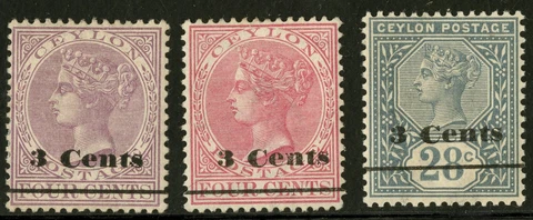Ceylon   1892   Scott # 155-157   Mint Hinged Set Cover