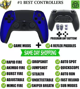 Blue Chrome Pro V4 Modded + 4 Paddles Silent Modz Wireless Controller for PS5 - Picture 1 of 1