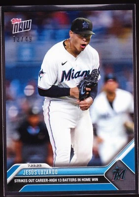 Jesus Luzardo Miami Marlins Strikes Out 13 Rockies 2023 Topps Now 606 Blue 12/49 - Image 1 of 2