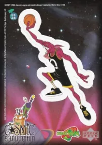 Tarjeta Stick-Ons Space Jam serie 2 1997 Cosmic Showdown CS28 Alien - Imagen 1 de 2