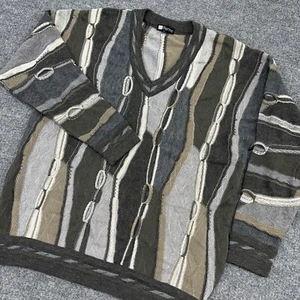 Maglione Purely Merino Uomo XL Grigio Maglia 3D Texture Scollo V Lana Australia Biggie - Foto 1 di 8