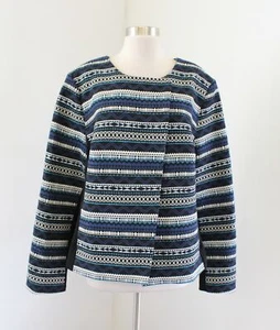 NWT $89 Lane Bryant Black Blue Geometric Aztec Striped Moto Jacket Size 20 - Picture 1 of 7