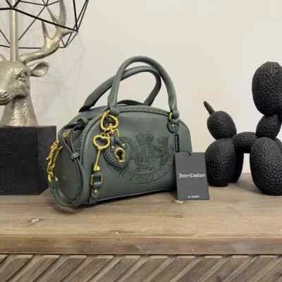 JUICY COUTURE TWIG DOGS BAG Bowling Small Green Gold Shoulder Heart Key RARE BN - Image 1 of 4