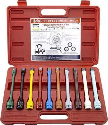 To410ext 10 Piece 1/2" Drive Torque Extension Bar Set Colorcoded 60 Ft.lbs.~150  - Imagem 1 de 3