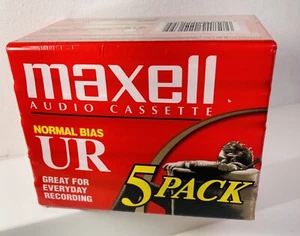 New Sealed 5 Pack Maxell UR-90 Blank Audio Cassette Tapes 90 Min Free Shipping - Picture 1 of 4