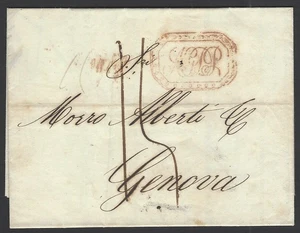 Italy 1837 pre stamp cover with fancy red boxed mark, etc. - Picture 1 of 2
