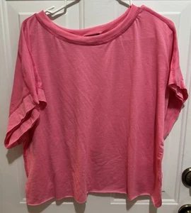 Nwot Womens Hot Pink S/S Cropped Open Back T-Shirt XL New - Picture 1 of 2