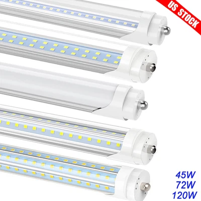 8FT T8 LED Tube Light Bulbs FA8 Single Pin 8Foot T8 LED Shop Lights 45W 72W 120W - Image 1 of 4