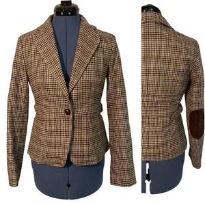 J Crew Damen Hahnentritt Ellenbogen Patch Blazer Robert Noble Equestrian Old Money 4 - Bild 1 von 18