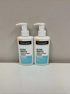 Neutrogena Ultra Gentle Cream-to-Foam Cleanser 8.5oz - Lot Of 2 B91-61 - Picture 1 of 3