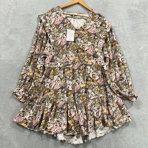 Paris Atelier + Other Stories Dress L Womens V Neck Midi Ruffle Belt Boho Floral - Picture 1 of 12