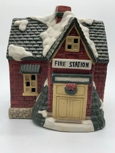 Vintage Christmas Village Fire station Decor Holiday 1994 Collection  - Picture 1 of 7