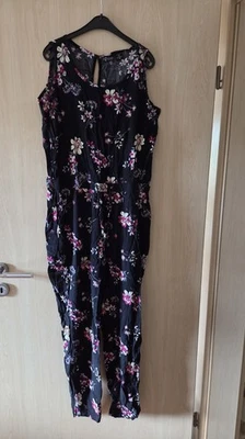Jumpsuit floral Gr. XL Damen schwarz  Blumen 42 Sommer Overall  - Bild 1 von 4