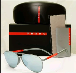 Prada Sport Men's Sunglasses SPS 51X 07S 08L Blue Mirror Grey Red New - Picture 1 of 7