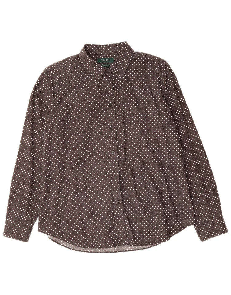 Camisa para mujer Ralph Lauren Reino Unido 16 grande negra a lunares MR08 Foto 1 de 3