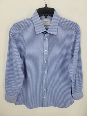 Charles Tyrwhitt Shirt Mens 16/32 Blue Stripe Long Sleeve Button Up Slim Fit - Image 1 of 4