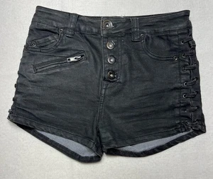 Free People pantaloncino donna 24 nero denim casual Normcore estivo tasche con patta - Foto 1 di 8