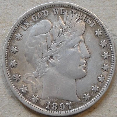 1897 Barber Half Dollar 50c XF Old Cleaning As Pictured L - Image 1 of 2